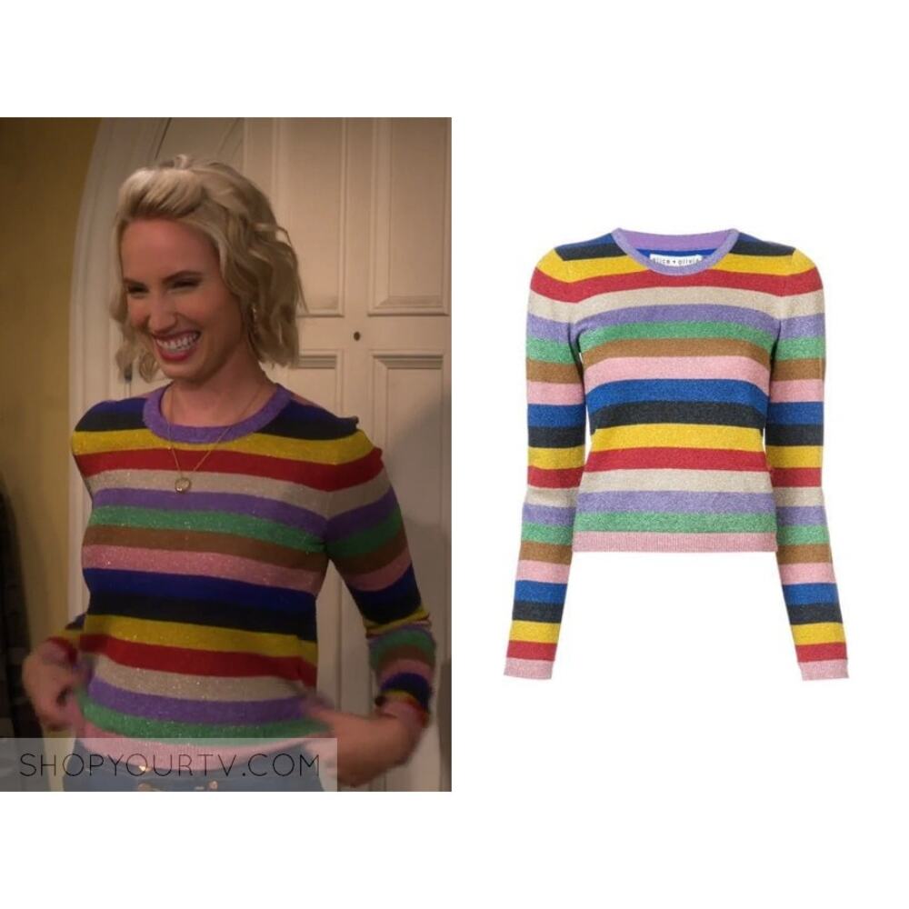 Grey Lab Los Angeles Sequin‎ Rainbow Stripe Knit Sweater - Size S